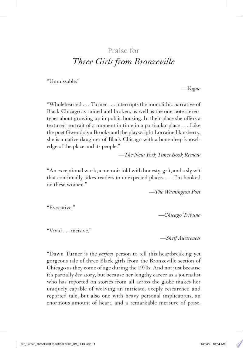 Cover of Three Girls from Bronzeville